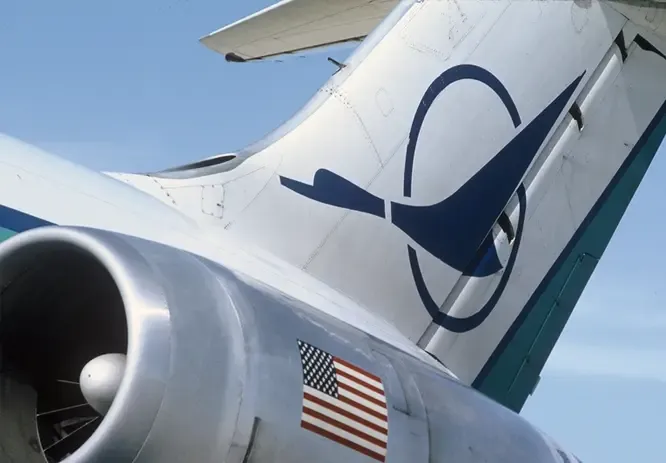 Airplane tail with logo