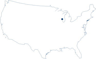 US map with Wisconsin